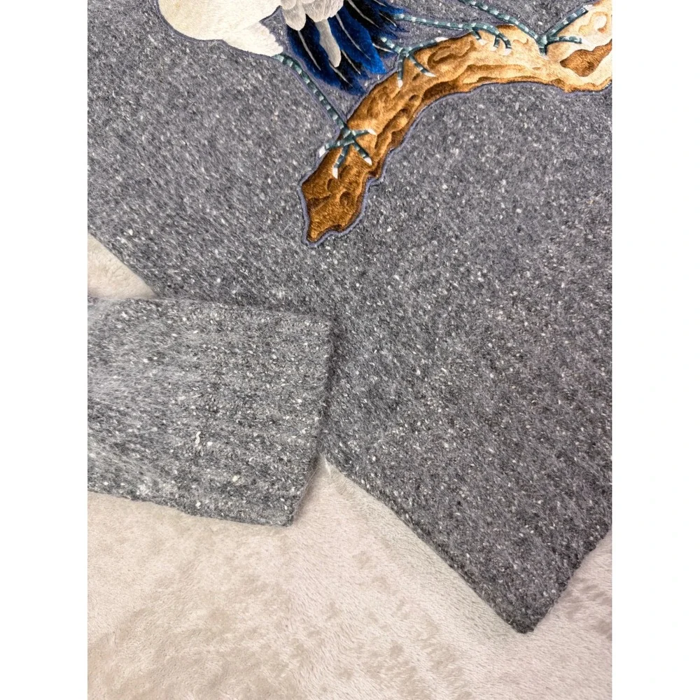 Vintage IB Diffusion Gray Embellished Crane Sweater Women's Size‎ P Silk Angora - Picture 6 of 10